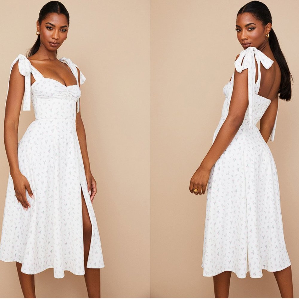 House of CB Alicia White Floral Midi Sundress - Picture 6 of 13